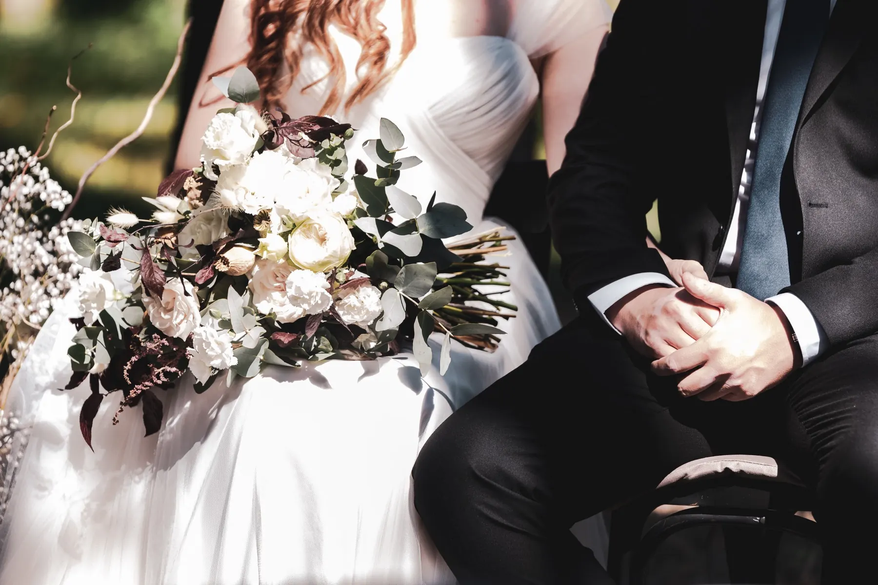 Newlyweds in a natural setting