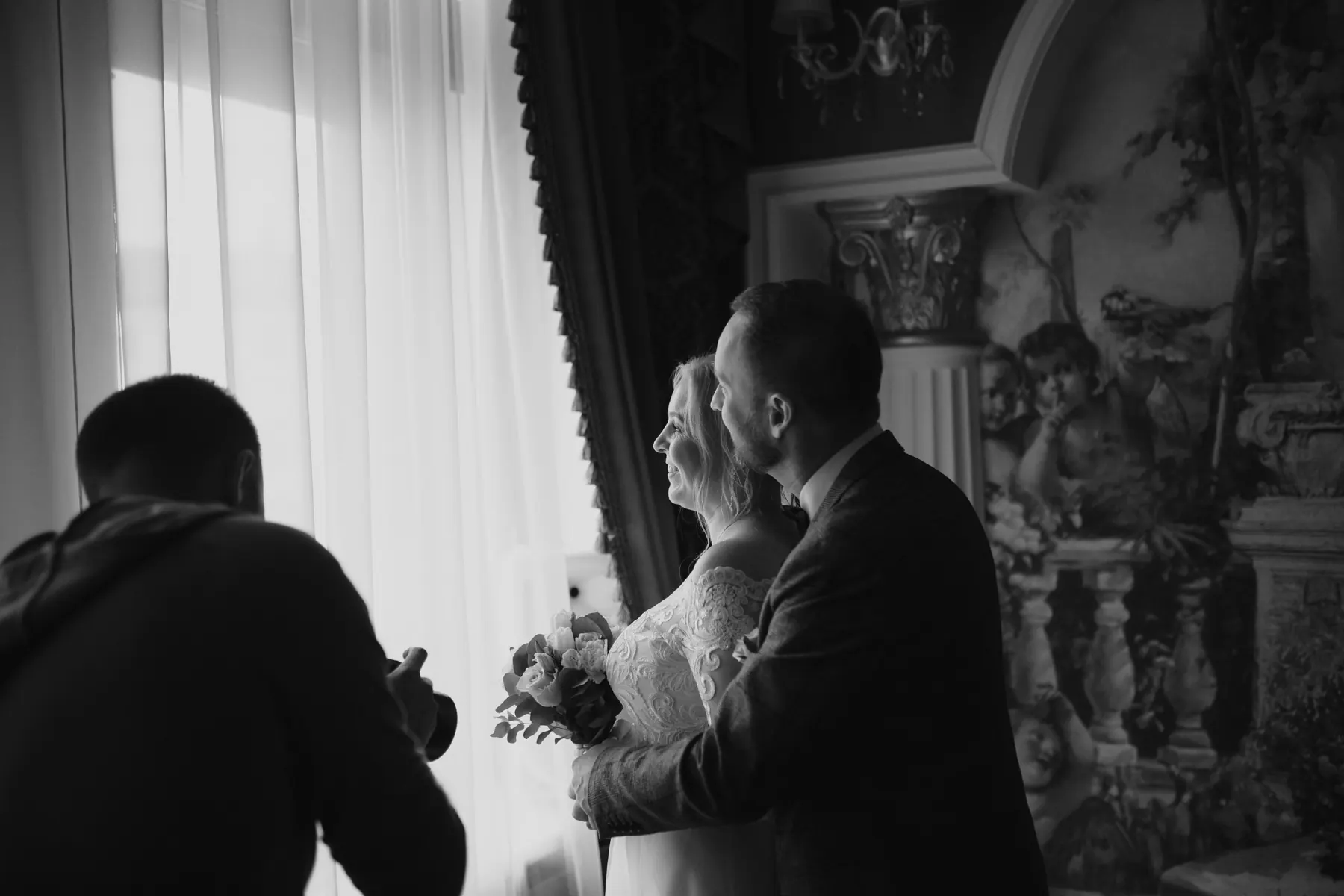 Wedding filmmaker capturing a couple