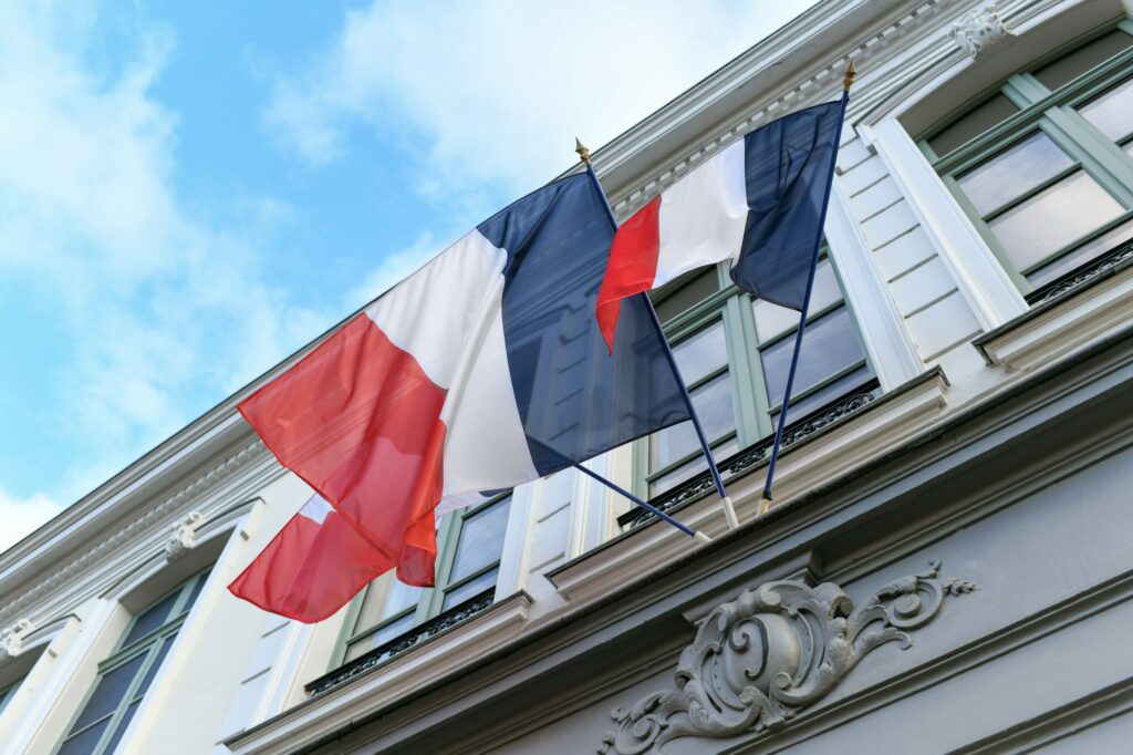 French flag in front of the Paris City Hall